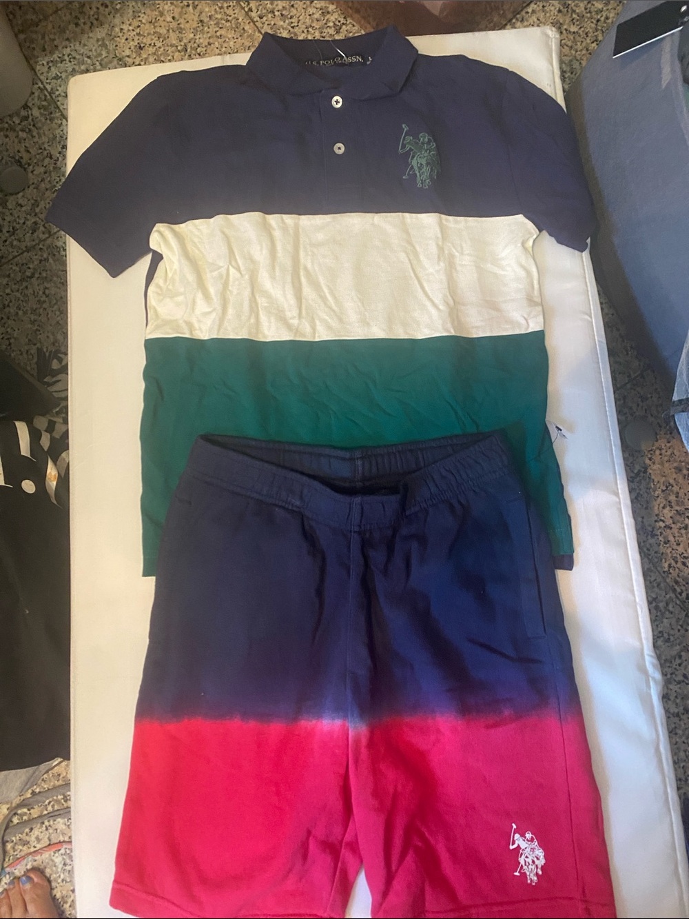 U.S. Polo Assn. Navy and Red Dip-Dye Athletic Shorts